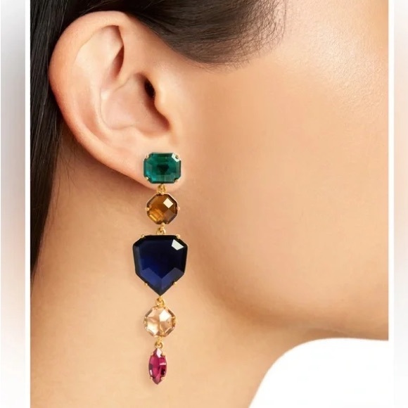 Gorgeous Kate Spade Necklace and Earring Set in Gold Multi Colored Stones - Picture 14 of 17